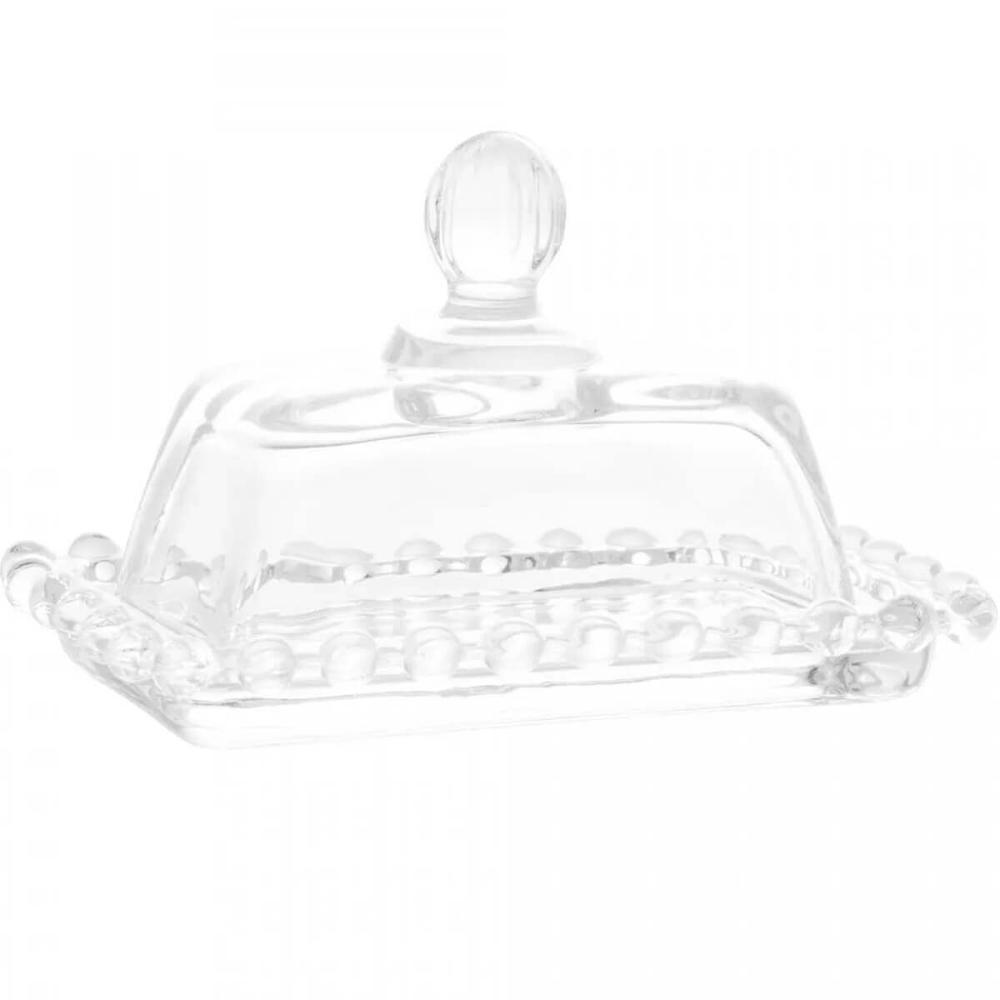Manteigueira Wolff Pearl com Tampa Porta Manteiga de Cristal Pérolas 11cm Mesa Posta