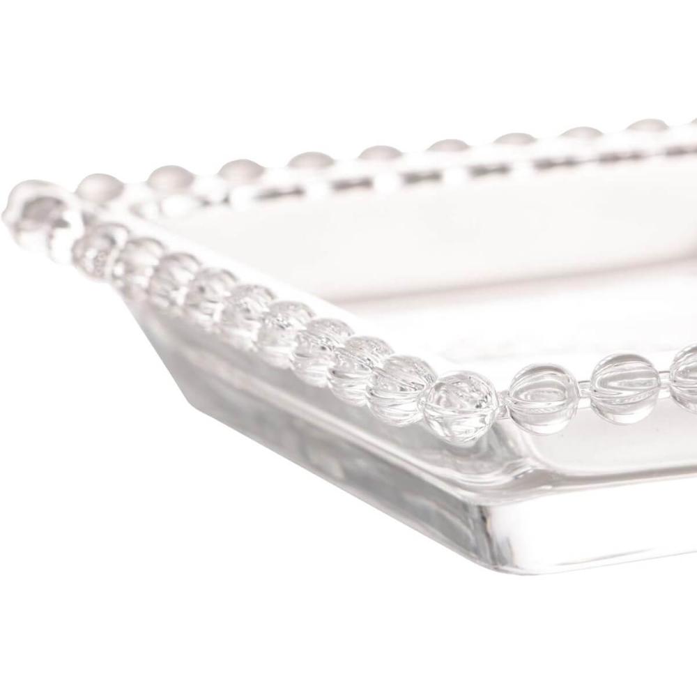 Petisqueira Cristal Wolff Pearl 3 Divisórias 30x13cm Incolor Petisco Relevo Mesa Posta