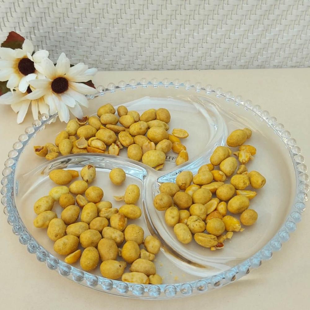 Petisqueira De Cristal Wolff Pearl 3 Divisórias 23cm Doces Aperitivos Mesa Posta
