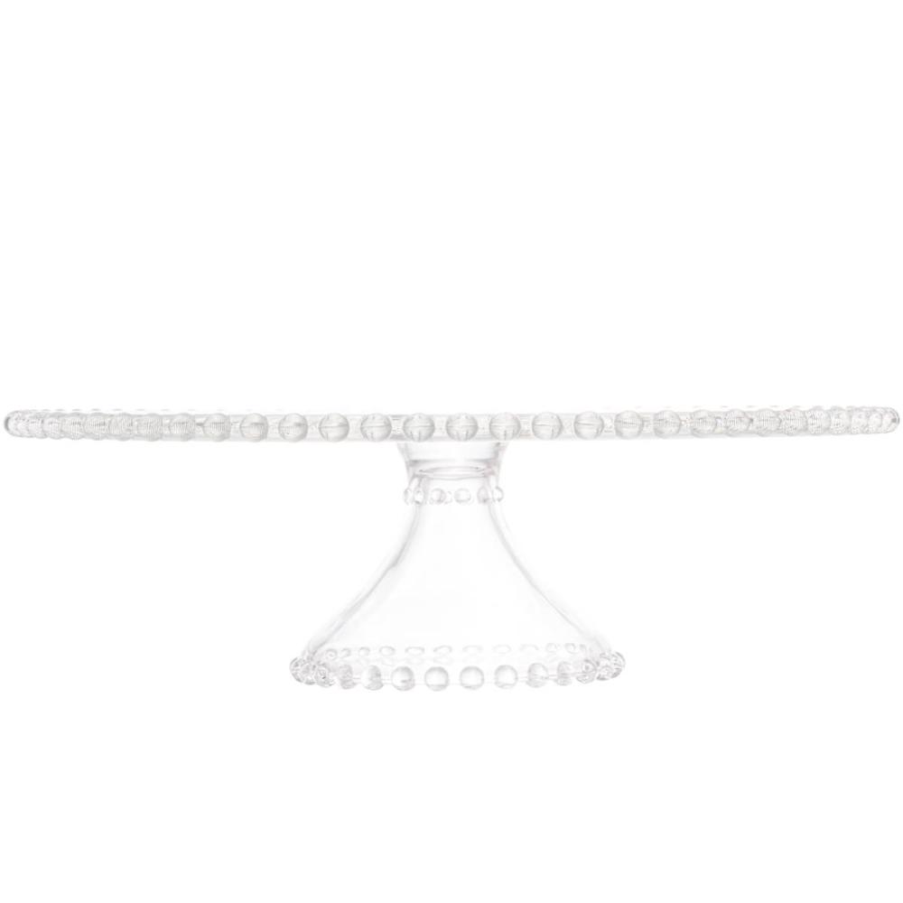 Porta Bolo Cristal com Pedestal Wolff Pearl 31x11cm Boleira Redonda Doces Sobremesas