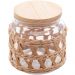 Pote Hermético de Vidro 520ml Sisal Tampa Madeira Porta Mantimentos Wolff