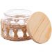 Pote Hermético de Vidro Tampa Madeira e Sisal 350ml Redondo Mantimentos Wolff