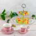 Prato Duplo Wolff Pearl de Cristal 2 Andares Porta Doces 32cm Cupcake Petiscos Incolor
