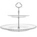 Prato Duplo Wolff Pearl de Cristal 2 Andares Porta Doces 32cm Cupcake Petiscos Incolor