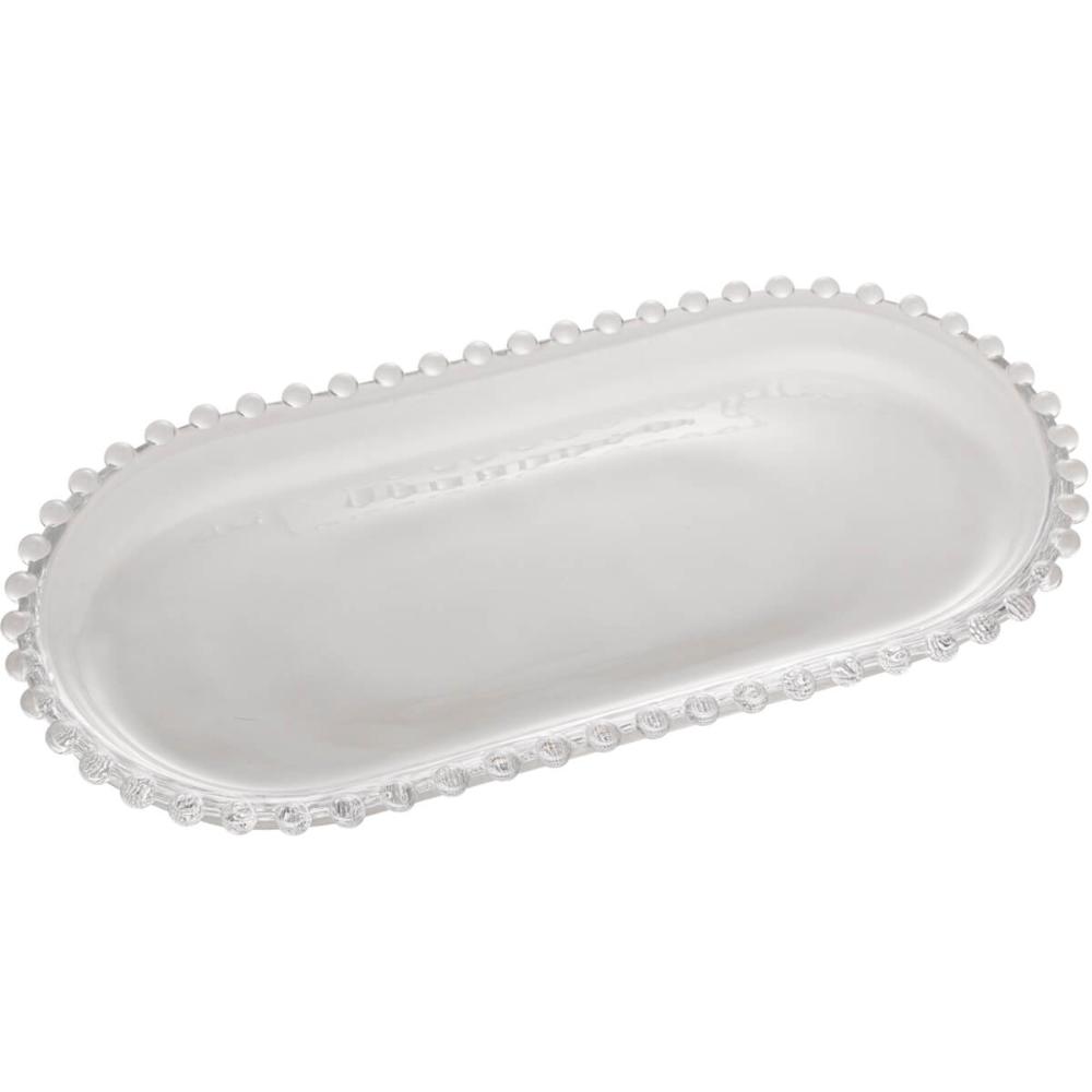 Travessa Oval de Cristal Pearl Wolff 30x15x2cm para Mesa Pos
