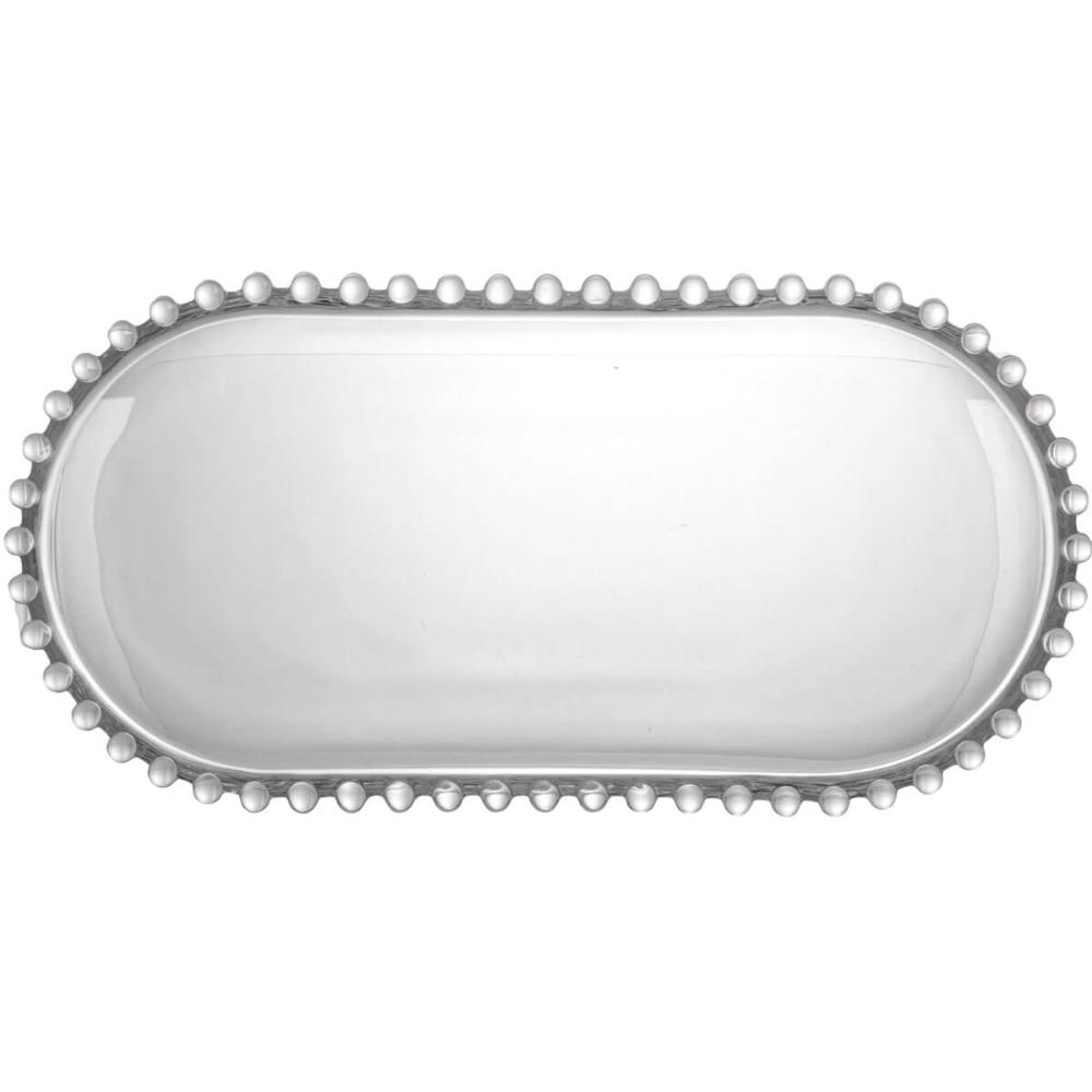Travessa Oval de Cristal Pearl Wolff 30x15x2cm para Mesa Pos
