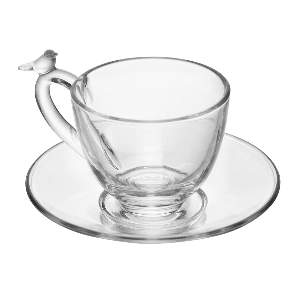 Xícara de Café com Pires Bird Transparente 80 ml
