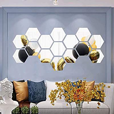 Espelho Geométrico Hezagonal Bisotê 40x40cm Painel 5 peças