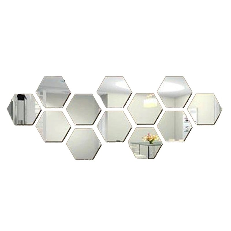 Espelho Geométrico Hezagonal Bisotê 40x40cm Painel 5 peças