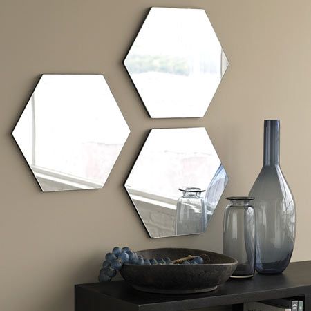Espelho Geométrico Hezagonal Bisotê 40x40cm Painel 5 peças