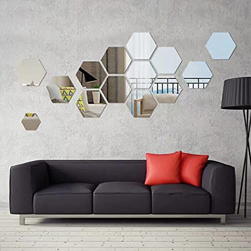 Espelho Geométrico Hezagonal Bisotê 40x40cm Painel 5 peças