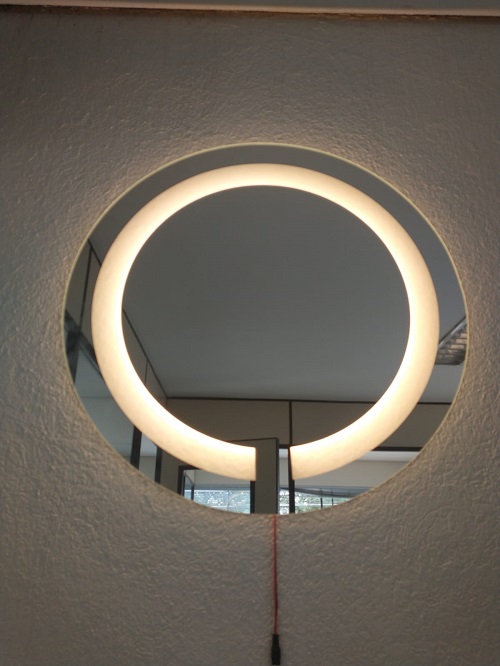 Espelho Jateado Lapidado Redondo 60cm Com Led Quente