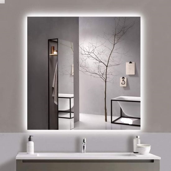 Espelho Lapidado Bisotê Iluminado com Led Frio - 100X100 cm