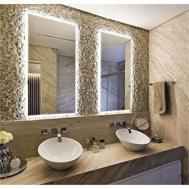 Espelho de casa de banho led 100×60cm + bluetooth + espelho de aumento