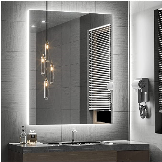 Espelho Lapidado Bisotê Iluminado com Led Frio - 60X80 cm