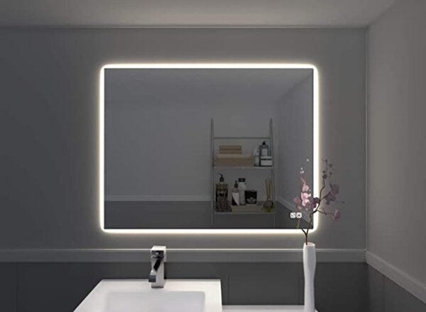 Espelho Lapidado Bisotê Iluminado com Led Frio - 70X80 cm