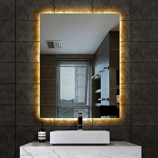 Espelho Lapidado Bisotê Iluminado com Led Quente - 70X100 cm