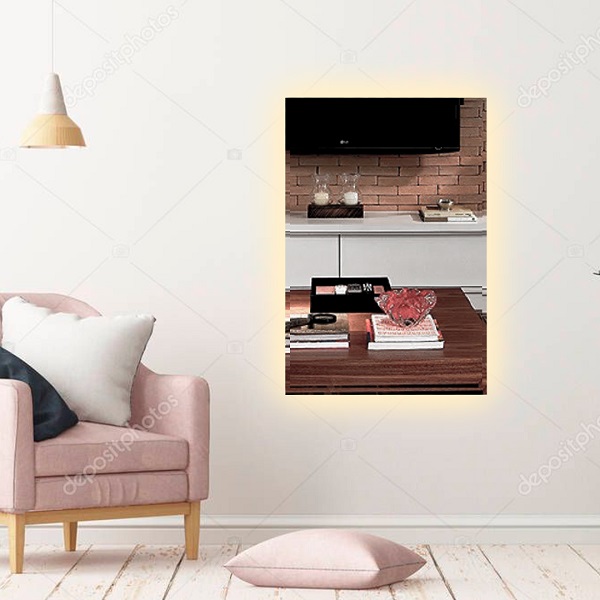 Espelho Lapidado Bisotê Iluminado com Led Quente - 70X100 cm