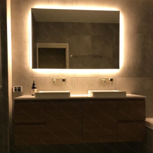 Espelho Lapidado Bisotê Iluminado com Led Quente - 70X100 cm
