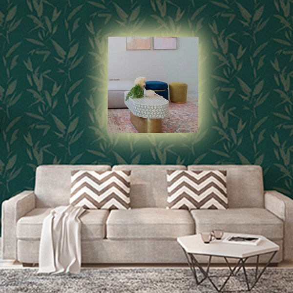 Espelho Lapidado Bisotê Iluminado com Led Quente - 80X80 cm