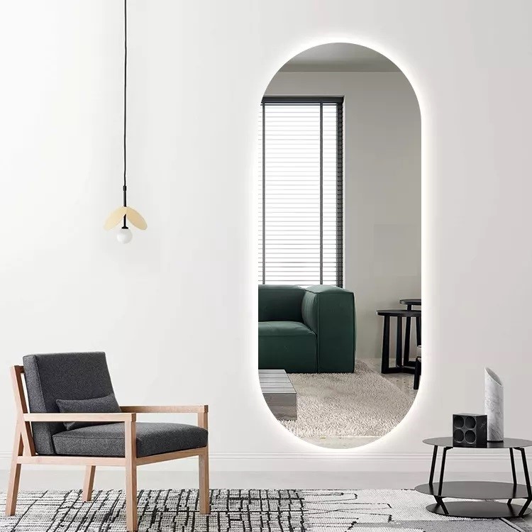 Espelho Lapidado Oval Iluminado com led frio - 50x120cm