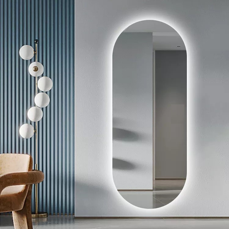 Espelho Lapidado Oval Iluminado com led frio - 50x120cm