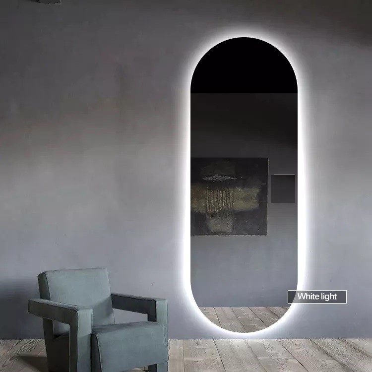 Espelho Lapidado Oval Iluminado com led frio - 50x120cm