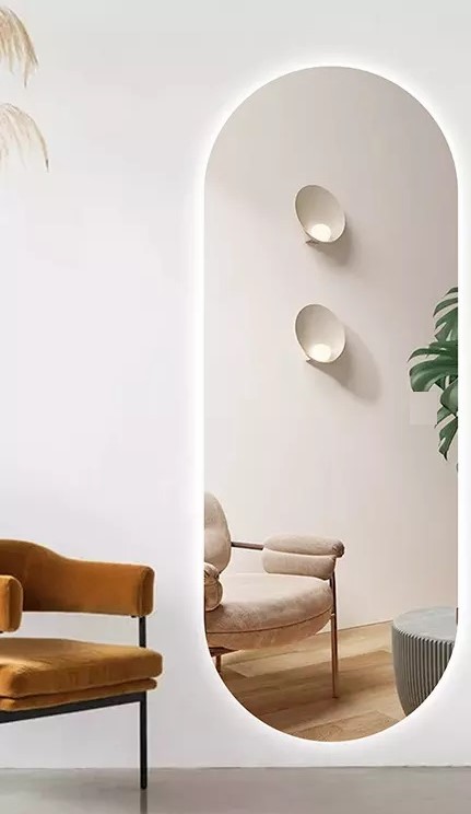 Espelho Lapidado Oval Iluminado com led frio - 50x120cm