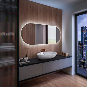 Espelho Lapidado Oval Iluminado com led frio - 50x120cm
