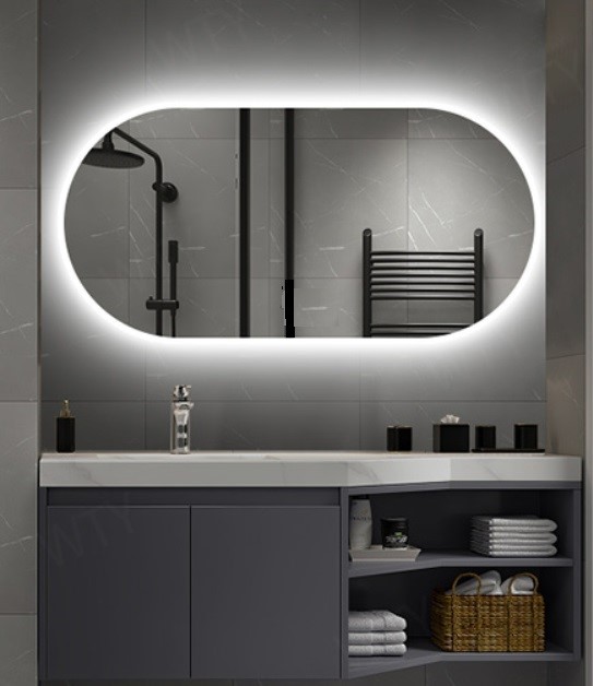Espelho Lapidado Oval Iluminado com led frio - 50x80cm