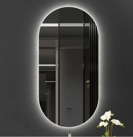 Espelho Lapidado Oval Iluminado com led frio - 50x80cm
