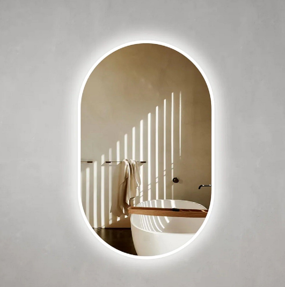 Espelho Lapidado Oval Iluminado com led frio - 60x80cm