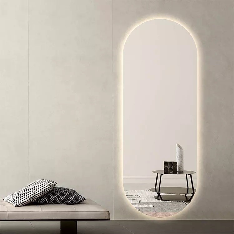 Espelho Lapidado Oval Iluminado com led quente - 50X120cm