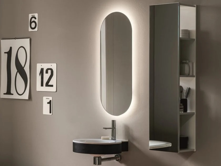 Espelho Lapidado Oval Iluminado com led quente - 50X120cm