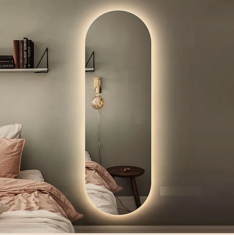 Espelho Lapidado Oval Iluminado com led quente - 60x150cm