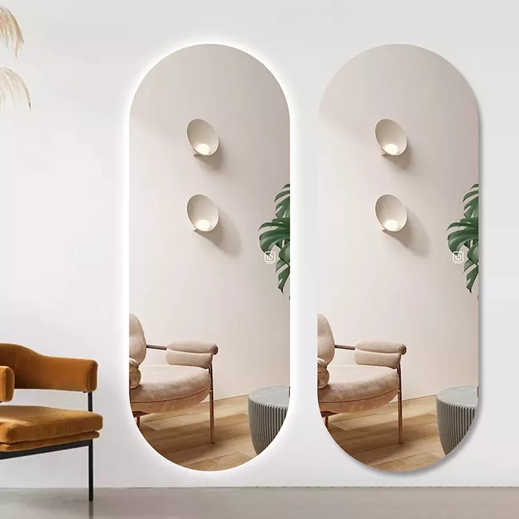 Espelho Lapidado Oval Iluminado com led quente - 60x150cm