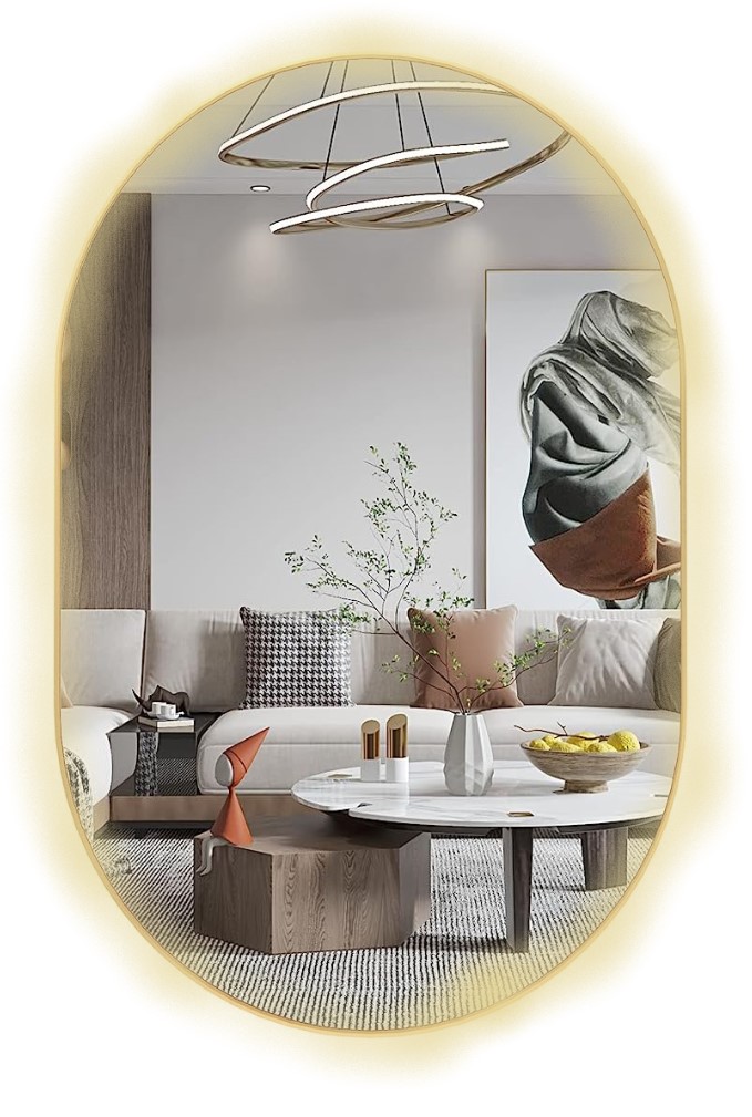 Espelho Lapidado Oval Iluminado com led quente - 60x80cm