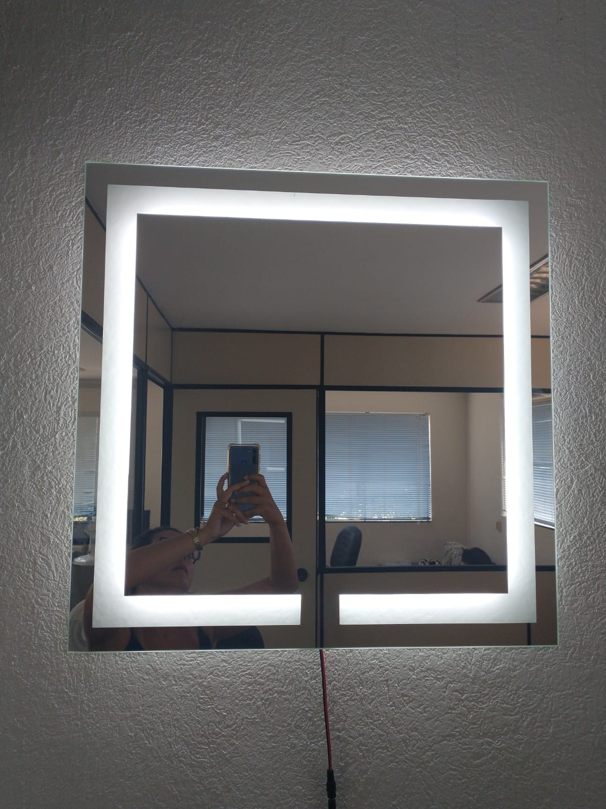 Espelho Led Frio Quadrado Iluminado Jateado - 60x60cm
