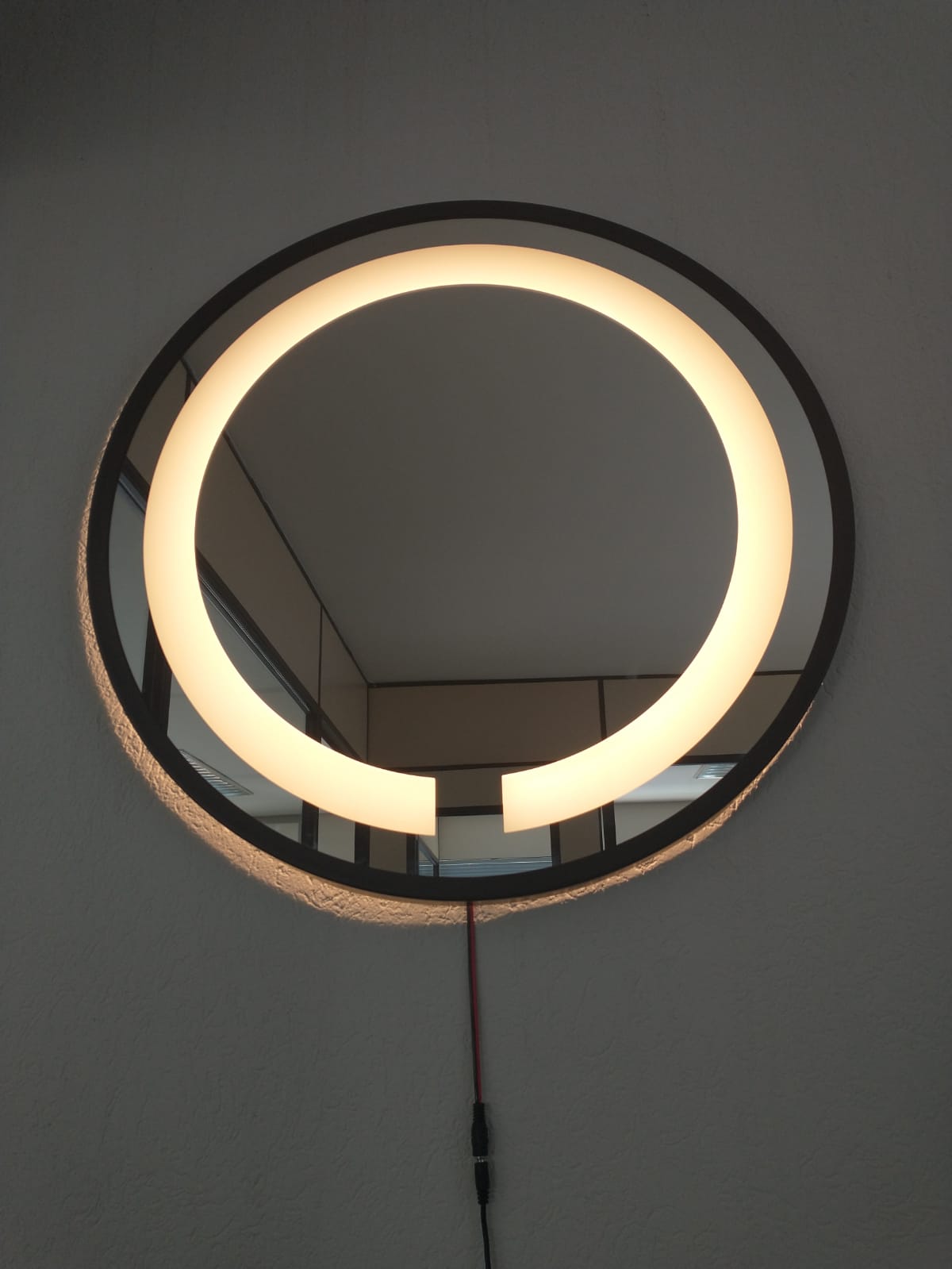 Espelho Led Quente Adnet 60 cm Moldura Marrom Sem Alça