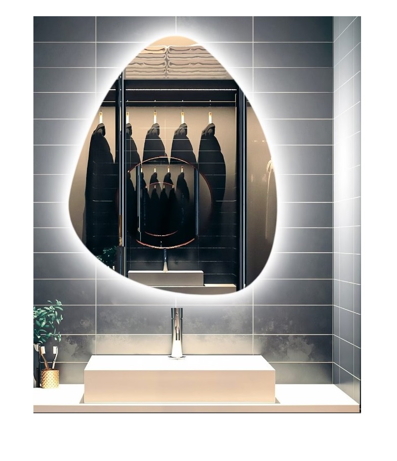 Espelho Orgânico Decorativo Iluminado com Led Frio 80X90 cm