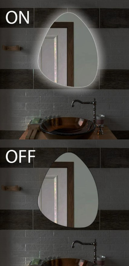 Espelho Orgânico Decorativo Iluminado com Led Frio 80X90 cm