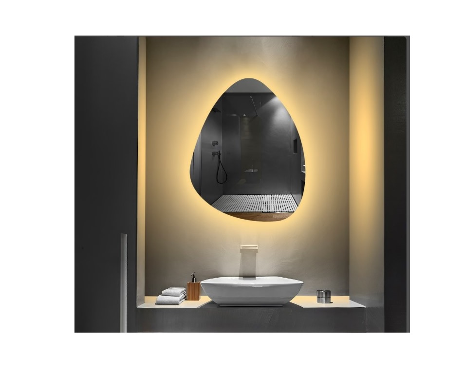 Espelho Orgânico Decorativo Iluminado com Led Quente 80X90 cm