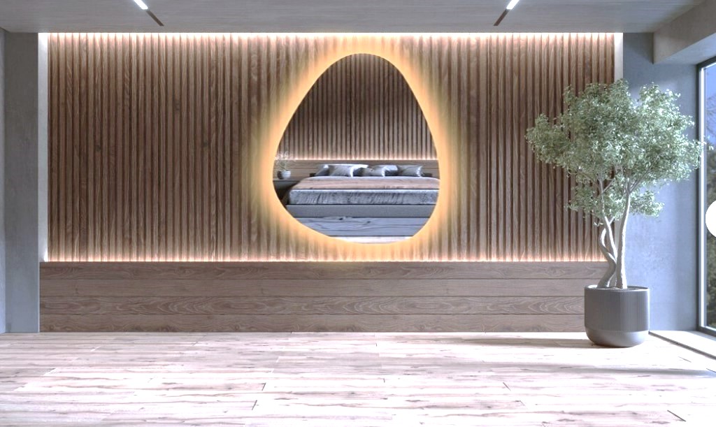 Espelho Orgânico Decorativo Iluminado com Led Quente 80X90 cm