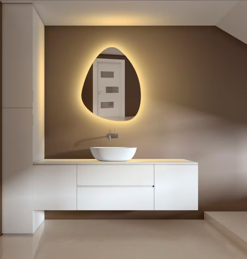 Espelho Orgânico Decorativo Iluminado com Led Quente 80X90 cm