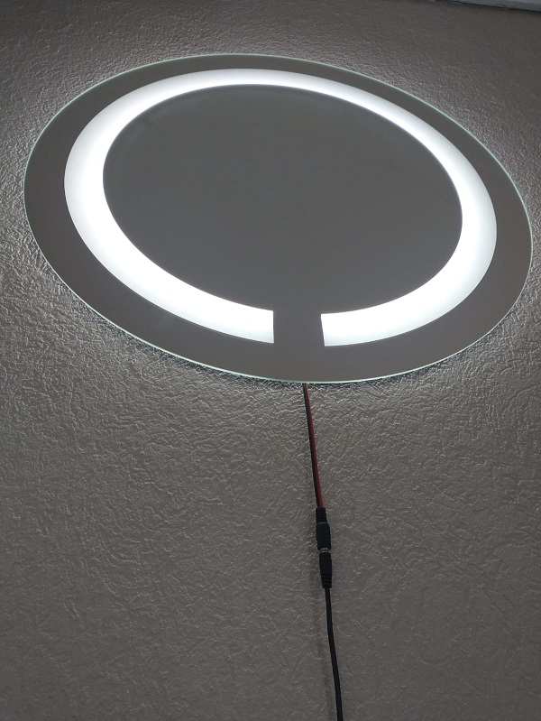 Espelho Redondo Jateado Iluminado com Led Frio Frontal 60 cm