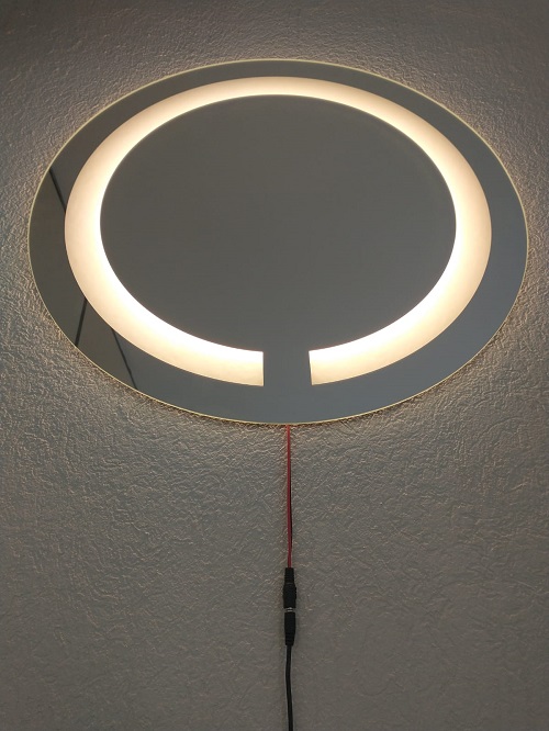 Espelho Redondo Jateado Iluminado com Led Quente Frontal 60 cm