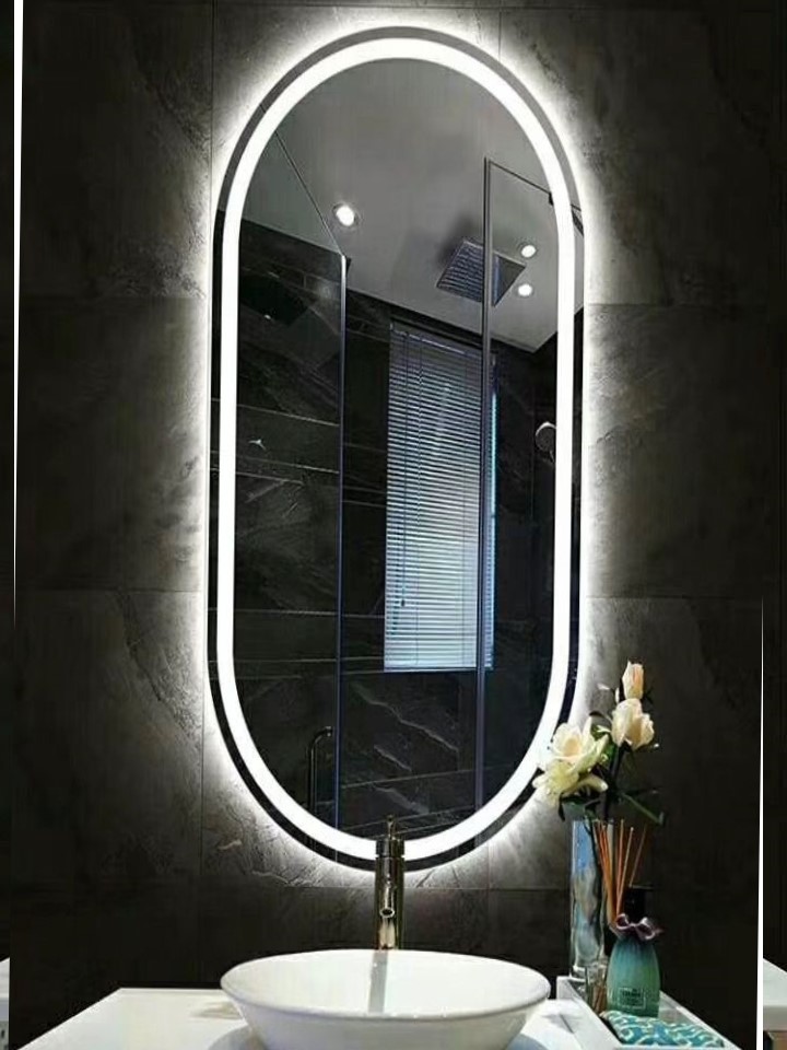 Espelho jateado Oval Iluminado com led frio - 60x80cm