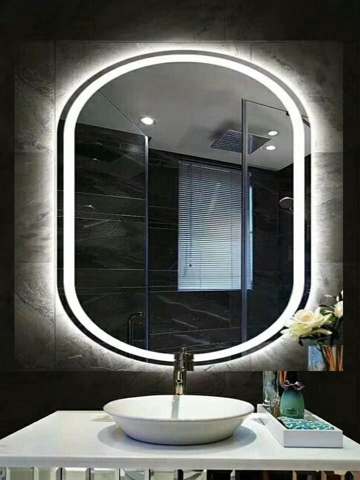Espelho jateado Oval Iluminado com led frio - 60x80cm