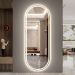 Espelho jateado Oval Iluminado com led quente - 50x80cm