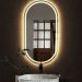 Espelho jateado Oval Iluminado com led quente - 60x80cm